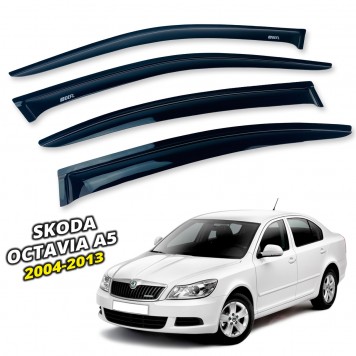 Дефлекторы окон Skoda Octavia A5 2004-2013 Sedan/HB накладные (DEFL) Q2-3